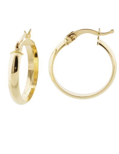 Klipsli Parlak 14 Ayar Altın Halka Küpe – Orta Boy resmi