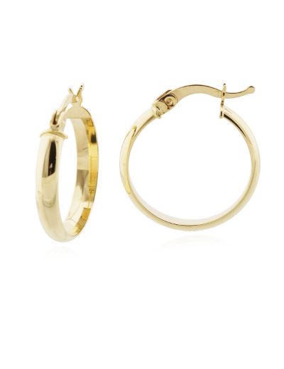 Klipsli Parlak 14 Ayar Altın Halka Küpe – Orta Boy resmi