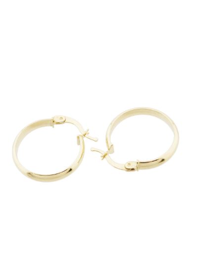 Klipsli Parlak 14 Ayar Altın Halka Küpe – Orta Boy resmi