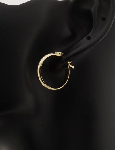 Klipsli Parlak 14 Ayar Altın Halka Küpe – Orta Boy resmi