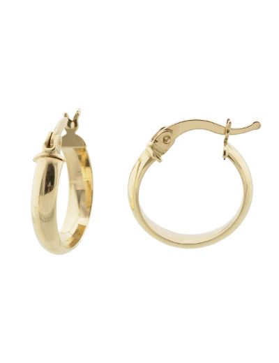 Klasik Parlak 14 Ayar Altın Halka Küpe-Küçük Boy resmi