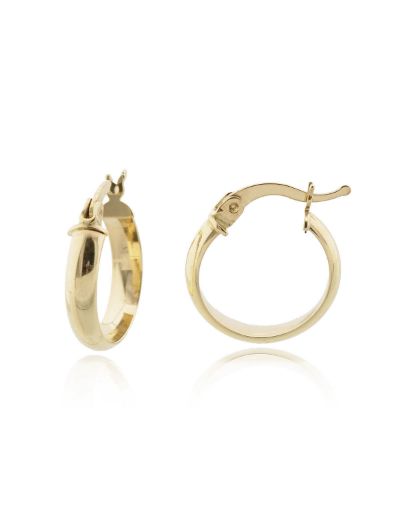 Klasik Parlak 14 Ayar Altın Halka Küpe-Küçük Boy resmi