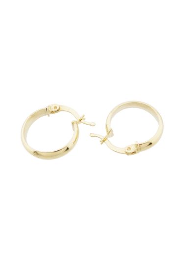 Klasik Parlak 14 Ayar Altın Halka Küpe-Küçük Boy resmi