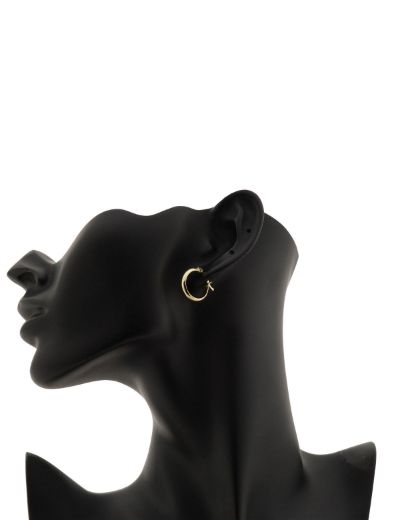 Klasik Parlak 14 Ayar Altın Halka Küpe-Küçük Boy resmi