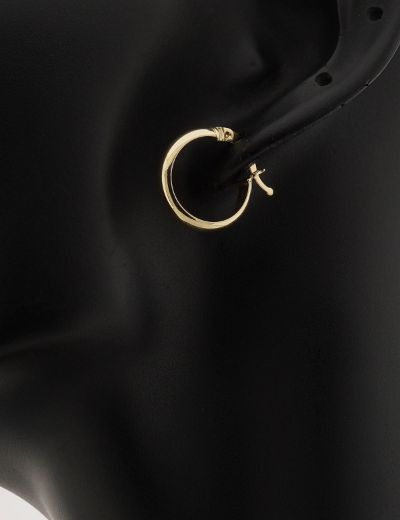 Klasik Parlak 14 Ayar Altın Halka Küpe-Küçük Boy resmi