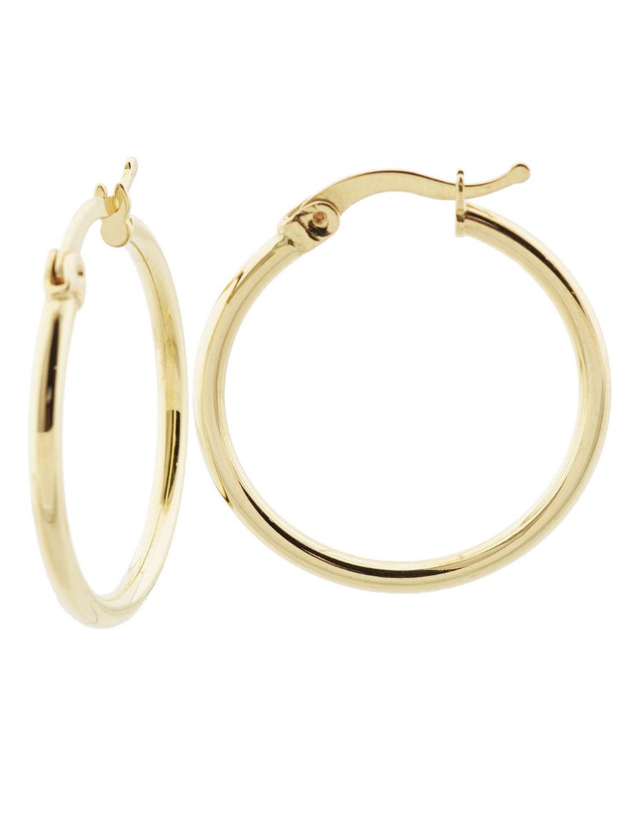 Klipsli 14 Ayar Altın Halka Küpe Simit Gövde-Büyük Boy resmi