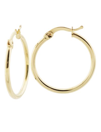 Klipsli 14 Ayar Altın Halka Küpe Simit Gövde-Büyük Boy resmi