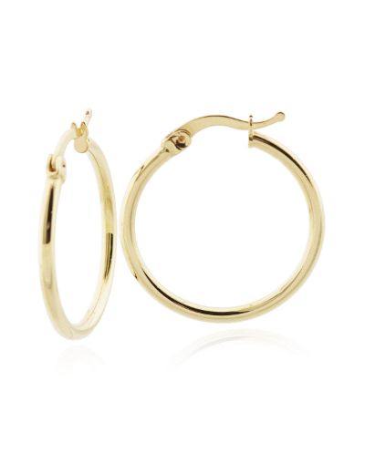 Klipsli 14 Ayar Altın Halka Küpe Simit Gövde-Büyük Boy resmi