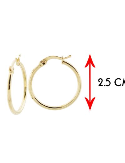 Klipsli 14 Ayar Altın Halka Küpe Simit Gövde-Büyük Boy resmi