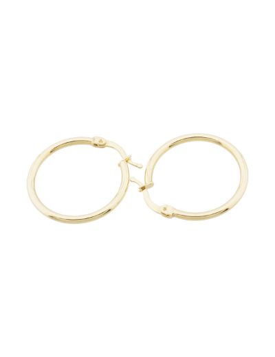 Klipsli 14 Ayar Altın Halka Küpe Simit Gövde-Büyük Boy resmi