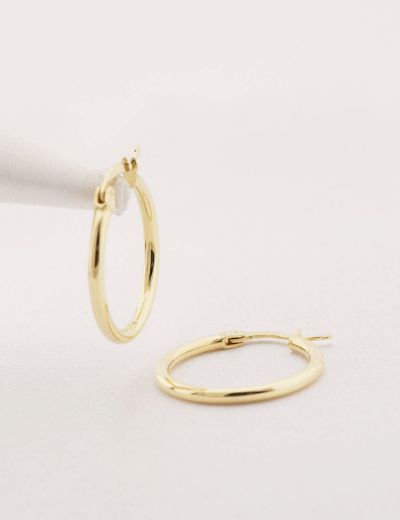 14 Ayar Altın Halka Küpe Simit Gövde-Orta Boy resmi