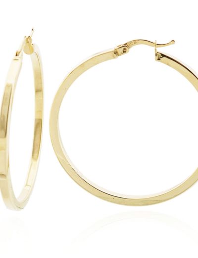 Klasik 14 Ayar Altın Halka Küpe- Büyük Boy resmi