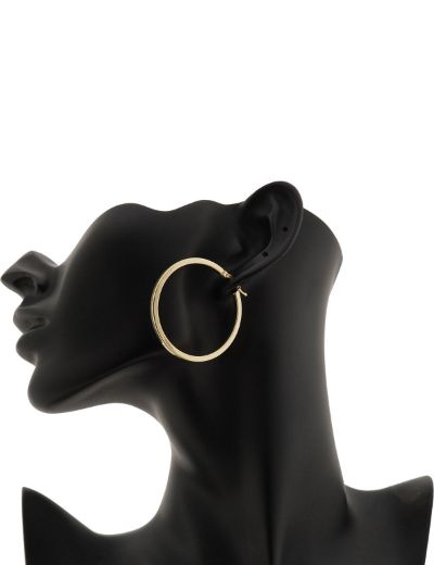 Klasik 14 Ayar Altın Halka Küpe- Büyük Boy resmi