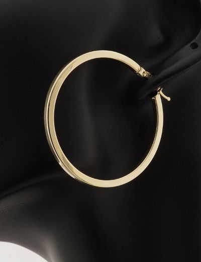 Klasik 14 Ayar Altın Halka Küpe- Büyük Boy resmi