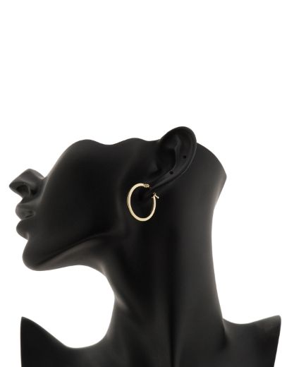 Klasik 14 Ayar Altın Halka Küpe - Orta Boy resmi