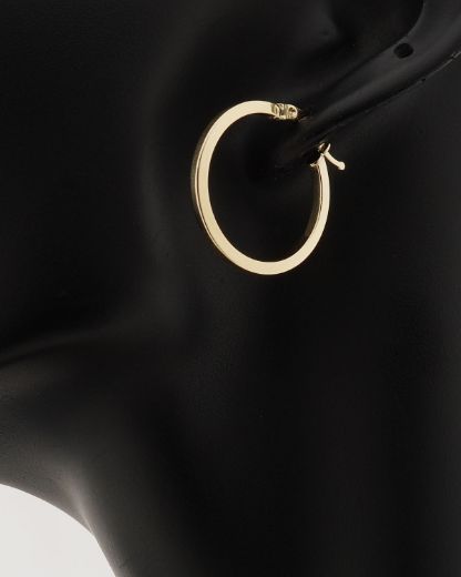 Klasik 14 Ayar Altın Halka Küpe - Orta Boy resmi