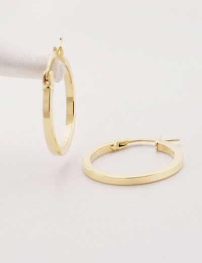 Klasik 14 Ayar Altın Halka Küpe resmi