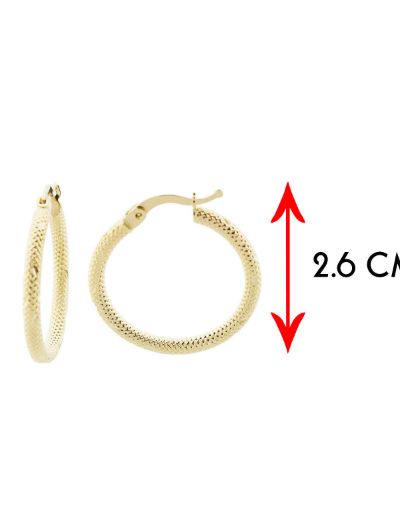 Dokulu 14 Ayar Altın Halka Küpe-Büyük Boy resmi