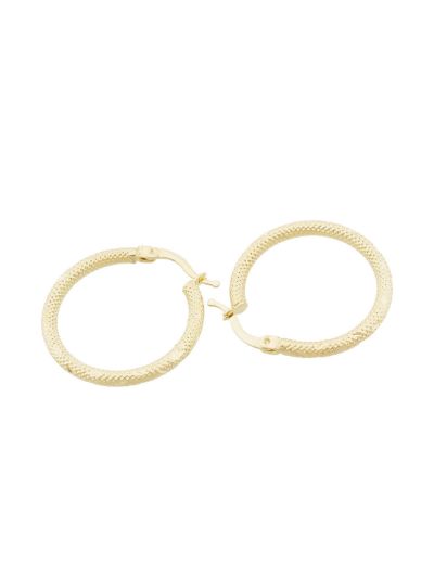 Dokulu 14 Ayar Altın Halka Küpe-Büyük Boy resmi