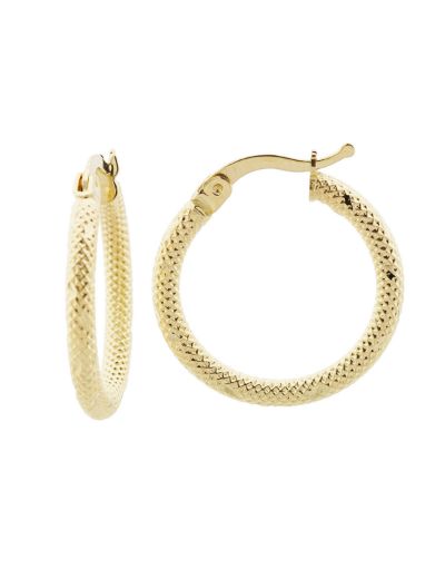 Dokulu 14 Ayar Altın Halka Küpe-Küçük Boy resmi