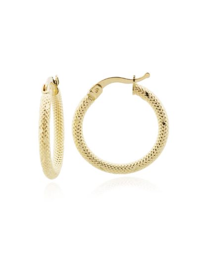 Dokulu 14 Ayar Altın Halka Küpe-Küçük Boy resmi