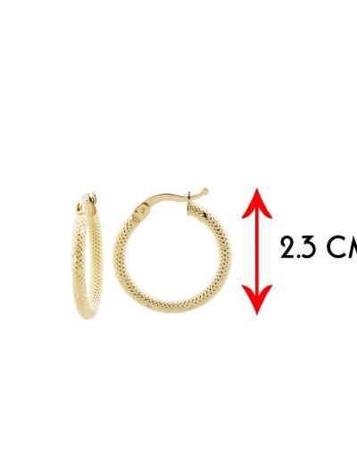 Dokulu 14 Ayar Altın Halka Küpe-Küçük Boy resmi