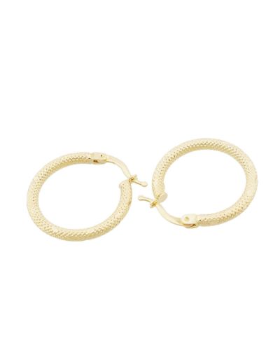 Dokulu 14 Ayar Altın Halka Küpe-Küçük Boy resmi