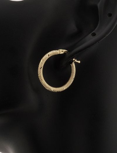 Dokulu 14 Ayar Altın Halka Küpe-Küçük Boy resmi