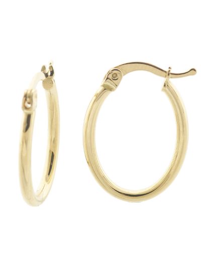 Parlak 14 Ayar Altın Oval Küpe-Küçük Boy resmi