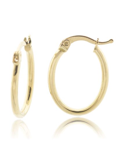 Parlak 14 Ayar Altın Oval Küpe-Küçük Boy resmi