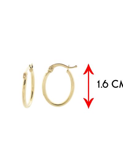 Parlak 14 Ayar Altın Oval Küpe-Küçük Boy resmi