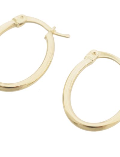 Parlak 14 Ayar Altın Oval Küpe-Küçük Boy resmi