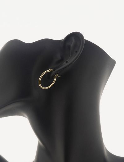 Parlak 14 Ayar Altın Oval Küpe-Küçük Boy resmi