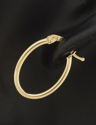 Parlak 14 Ayar Altın Oval Küpe-Küçük Boy resmi