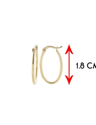 Parlak 14 Ayar Altın Oval Küpe-Büyük Boy resmi