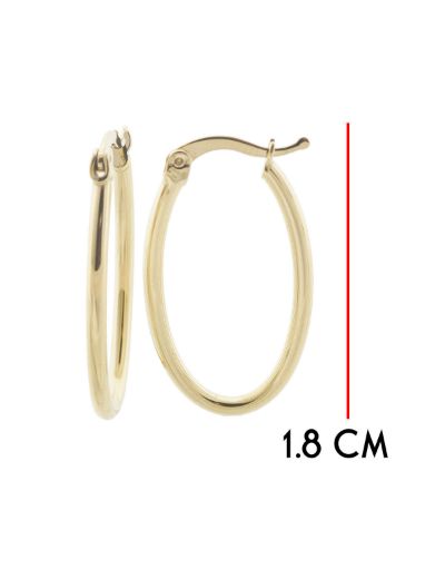 Parlak 14 Ayar Altın Oval Küpe-Büyük Boy resmi