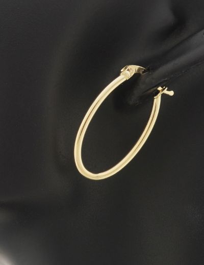 Parlak 14 Ayar Altın Oval Küpe-Büyük Boy resmi