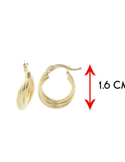 Parlak Üçlü Sarmal 14 Ayar Halka Altın Küpe-Küçük resmi