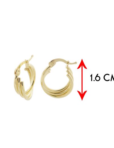 Parlak Üçlü Sarmal 14 Ayar Halka Altın Küpe-Büyük Boy resmi