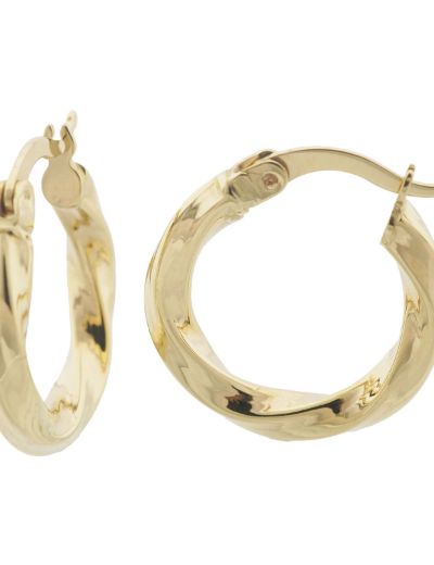 Hafif Burgu Parlak 14 Ayar Altın Halka Küpe-Küçük Boy resmi