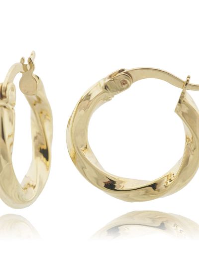 Hafif Burgu Parlak 14 Ayar Altın Halka Küpe-Küçük Boy resmi