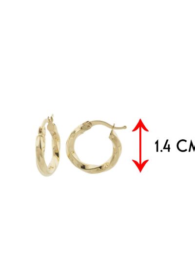 Hafif Burgu Parlak 14 Ayar Altın Halka Küpe-Küçük Boy resmi