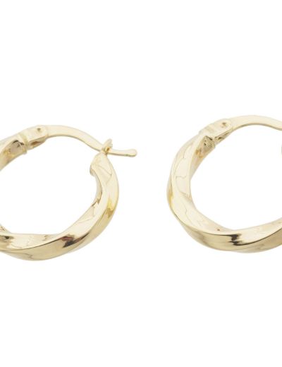 Hafif Burgu Parlak 14 Ayar Altın Halka Küpe-Küçük Boy resmi