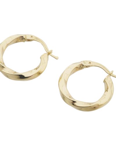 Hafif Burgu Parlak 14 Ayar Altın Halka Küpe-Küçük Boy resmi