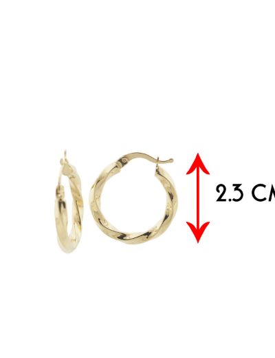 Hafif Burgu Parlak 14 Ayar Altın Halka Küpe-Büyük Boy resmi