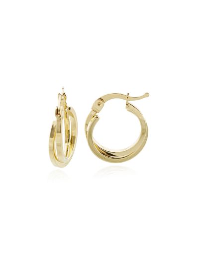 Parlak Çift Sarmal 14 Ayar Halka Altın Küpe-Küçük Boy resmi