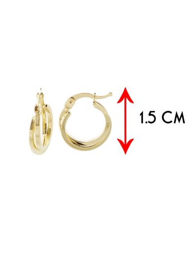 Parlak Çift Sarmal 14 Ayar Halka Altın Küpe-Küçük Boy resmi