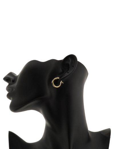 Parlak Çift Sarmal 14 Ayar Halka Altın Küpe-Küçük Boy resmi