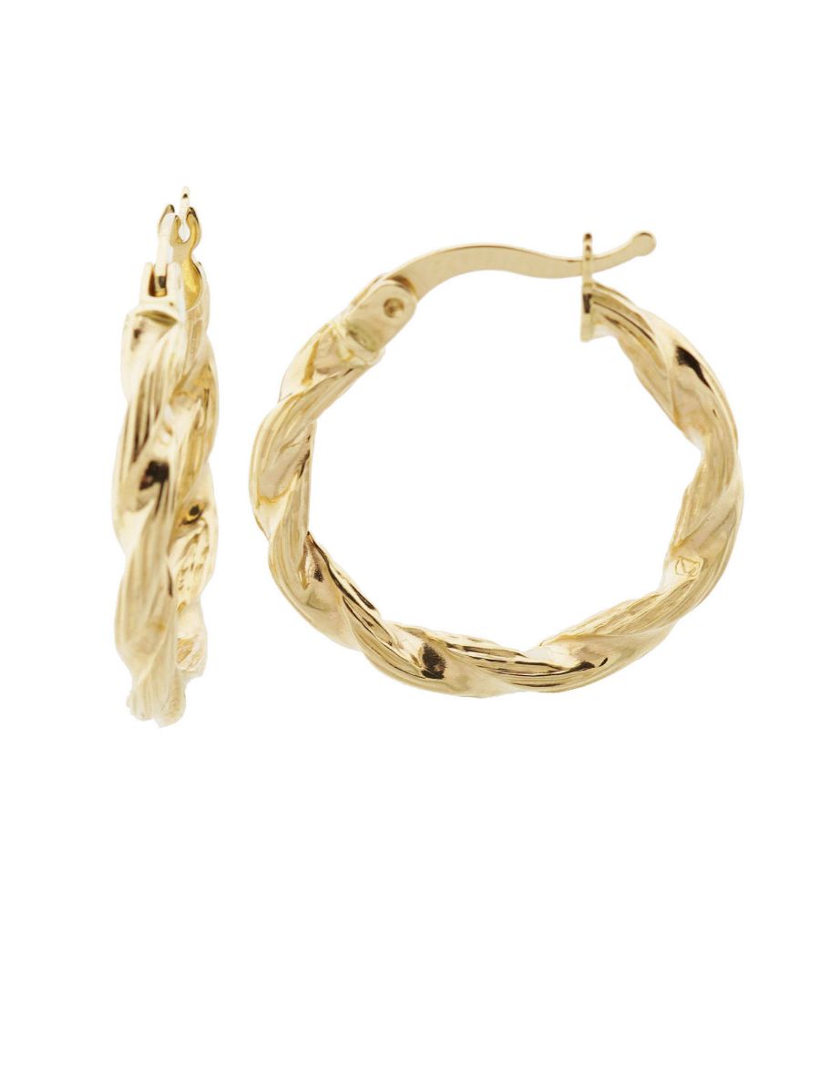 Parlak Burgu 14 Ayar Altın Kalın Halka Küpe-Büyük Boy resmi