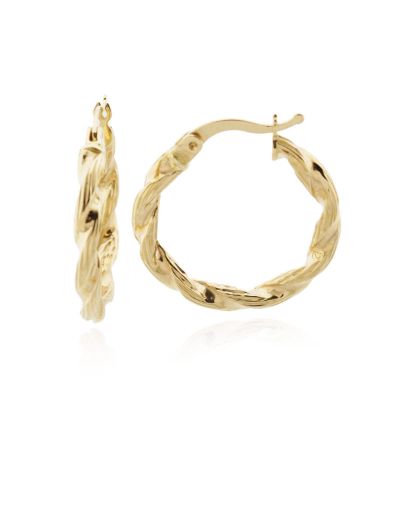 Parlak Burgu 14 Ayar Altın Kalın Halka Küpe-Büyük Boy resmi